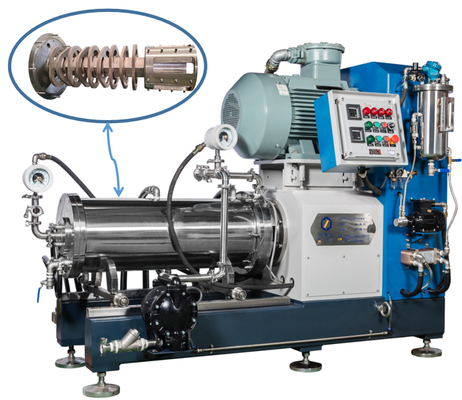 High Flow Disc Type 45kw Horizontal Bead Mill / Sand Mill 100L Capacity With Steel Discs